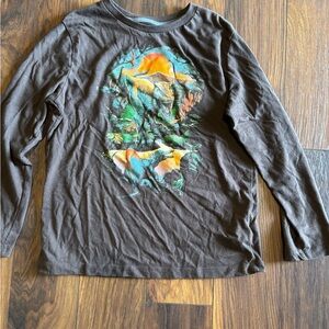 Old Navy Dinosaur Long Sleeve Brown Tee Size L